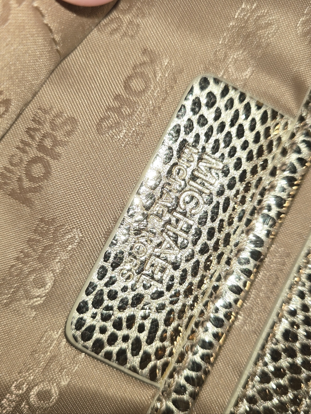 MK Metallic Gold Large Astor Tote Bag - Picture 5 of 7